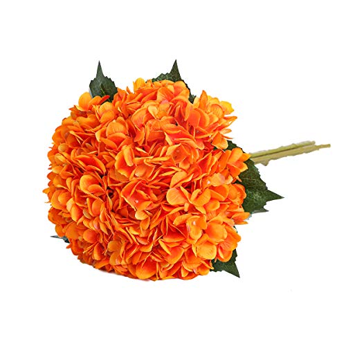 Tifuly Artificial Hydrangea Flower, 5 PCS Ramos de hortensias de Seda de Tallo Largo para Bodas, hogar, Hotel, decoración de Fiestas, centros de Mesa(Naranja)