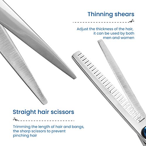 Tijeras Peluqueria Profesional, HOCOSY Juego de tijeras de peluquería para entresacar el cabello, tijeras de peluquería con capa de barbero y peine de maquinilla de afeitar, clips, con Bolsa