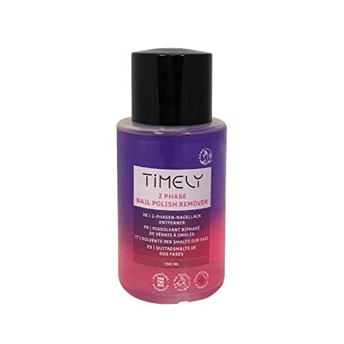 Timely - Quitaesmalte para uñas bifásico con fórmula reforzante, 150 ml