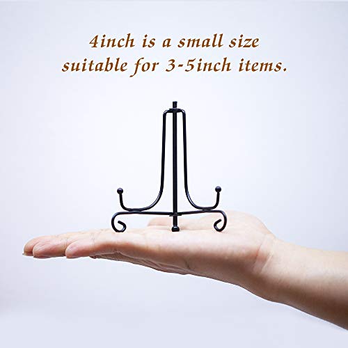 Tincogo (2 Piezas) Hierro Pantalla Soporte Negro Hierro Caballete para Libros de Cocina, Fotos, Platos Decorativos,Bowl,Placas, Tablets,4 Pulgadas