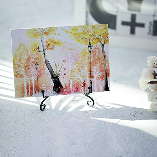 Tincogo (2 Piezas) Hierro Pantalla Soporte Negro Hierro Caballete para Libros de Cocina, Fotos, Platos Decorativos,Bowl,Placas, Tablets,4 Pulgadas