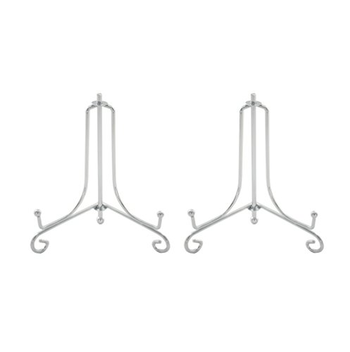 Tincogo Plata (2 Piezas) Hierro Pantalla Soporte Plata Hierro Caballete para Libros de Cocina, Fotos, Platos Decorativos,Bowl,Placas, Tablets,4 Pulgadas