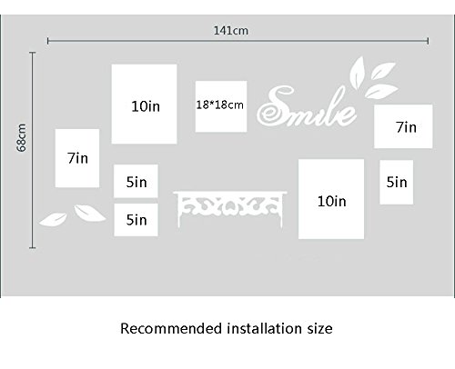 Ting- 8 Multi Photo Frames Set Estilo nórdico Sala de Estar de Madera Rural Foto Cuadro Cuadro de Pared Pintura combinada (Color : Blanco)