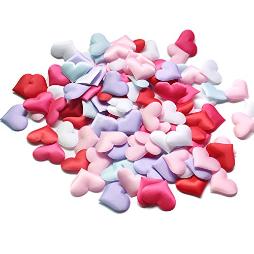 TININNA 100pcs Pétalos de Flores de 3D Corazón Pétalos en Seda Accesorio para Decoración De Boda Fiestas Confeti-Rojo