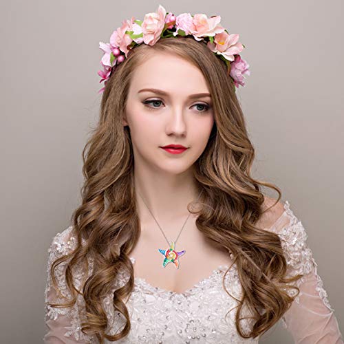 Tinksky Cadena de cuello de collar de cinco puntos estrella colgante collar con pendientes colgantes conjunto para la decoración de joyas, regalo para los amigos (plata)