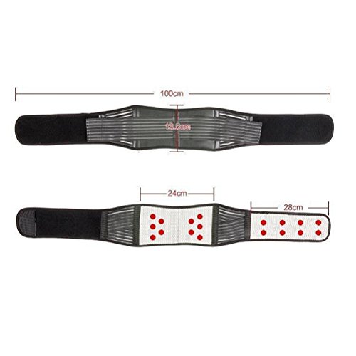 Tinksky Portable elástica ajustable infrarrojos self-heating Terapia magnética espalda Cintura Soporte Lumbar Deportiva Cinturón de doble tracción Correa inferior dolor Masajeador Talla XL (Negro)