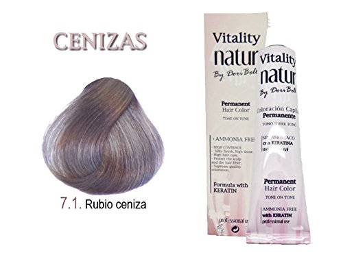 Tinte Vitality Natur Sin Amoniaco + Keratina 60ml. Tono Rubio Ceniza
