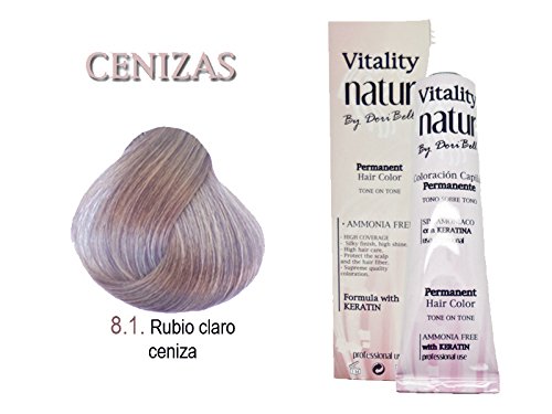 Tinte Vitality Natur Sin Amoniaco + Keratina 60ml. Tono Rubio Claro Ceniza