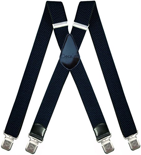 Tirantes Hombre X-Forma Elásticos Ancho 40 mm con clips extra fuerte totalmente adjustable (Azul marino)