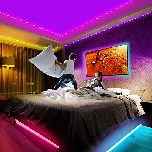 Tiras LED, JESLED 5M Tiras de Luces LED Sincronización de música Bluetooth, control de aplicaciones, Remoto de 44 Botones, 5050 RGB LED Strip, para Habitacion, Hogar, Bar, Fiesta, Restaurante