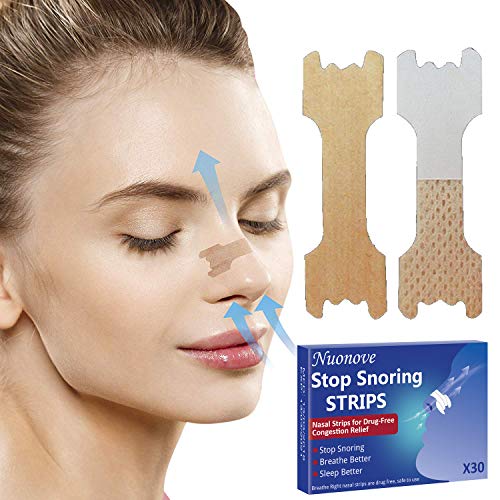 Tiras Nasales, Nasal Strips, Tiras Nasales Antironquidos, Premium que evitan la apnea del sueño y la Congestión Nasal, 30 PCS