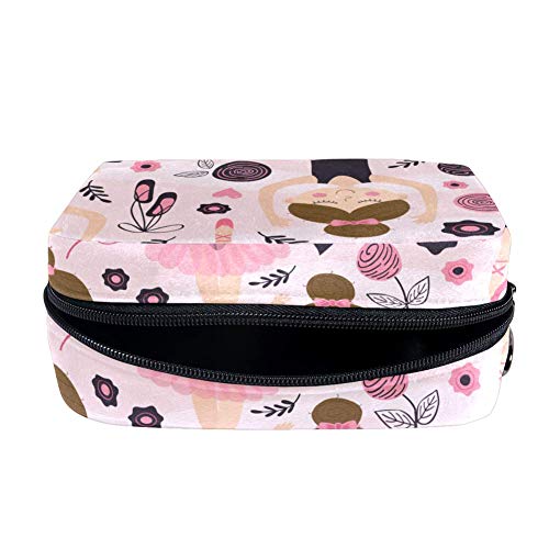 TIZORAX Bailarinas Ballet Chica Maquillaje Neceser Neceser para Mujeres Cuidado de la Piel Cosmética Práctica Bolsa de mano con Cremallera