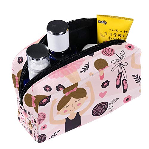 TIZORAX Bailarinas Ballet Chica Maquillaje Neceser Neceser para Mujeres Cuidado de la Piel Cosmética Práctica Bolsa de mano con Cremallera