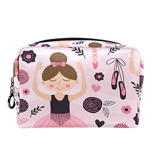 TIZORAX Bailarinas Ballet Chica Maquillaje Neceser Neceser para Mujeres Cuidado de la Piel Cosmética Práctica Bolsa de mano con Cremallera