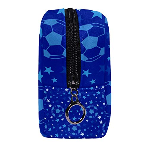 TIZORAX - Bolsa de maquillaje para mujer, diseño de pelota de fútbol entre las estrellas, bolsa de maquillaje, bolsa de maquillaje, bolsa de cremallera