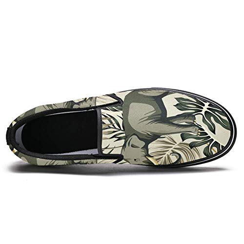 TIZORAX - Mocasín con diseño de elefante africano en hibisco tropical con palmas de palma, para mujer y niña, color Multicolor, talla 38 EU