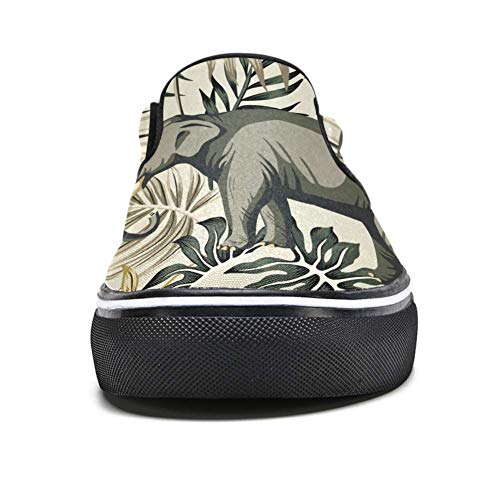 TIZORAX - Mocasín con diseño de elefante africano en hibisco tropical con palmas de palma, para mujer y niña, color Multicolor, talla 38 EU
