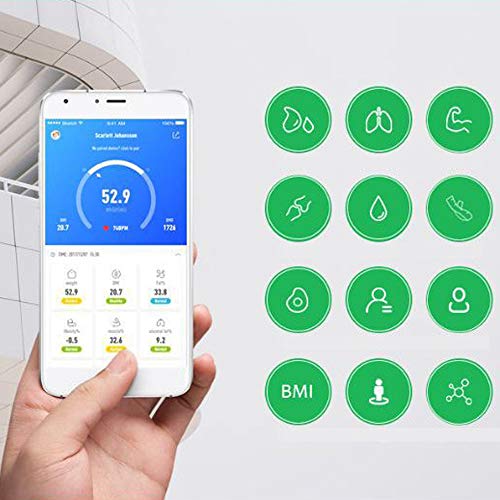 TKFY Escala de baño de Alta precisión Bluetooth Escala de Grasa Corporal hogar compartido Escala Escalas electrónicas Smartphone App Slim y Wide diseño 180KG Negro
