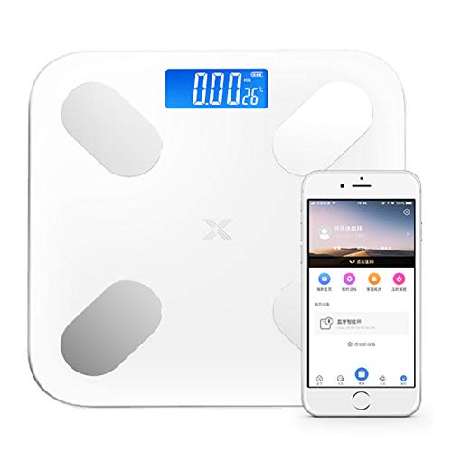 TKFY Escala de Grasa Corporal de Peso Corporal Digital Básculas de baño con aplicación para Smartphone USB Carga Cuerpo analizador de composición 180KG Blanco