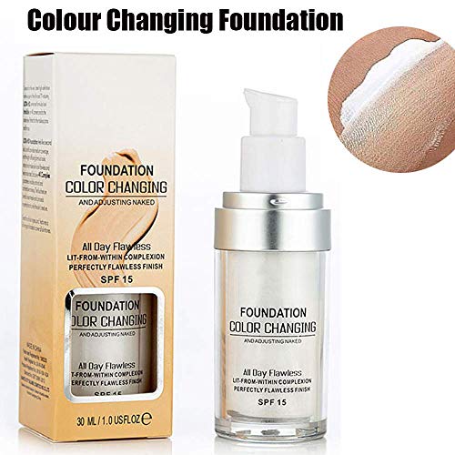 TLM Crema de cubierta correctora, maquillaje de base de cambio de color impecable, base de maquillaje de tono de piel caliente Base líquida líquida hidratante de cara desnuda para mujeres y niñas