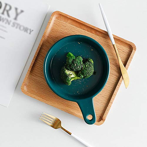 TnSok 2 Piezas de cerámica Simple Recipiente for Hornear Ins manija Occidental Alimentos Placa Placa Hogar Horno Pasta Arroz al Horno Plato para Horno Microondas (Color : E, Size : 22x3.5cm)