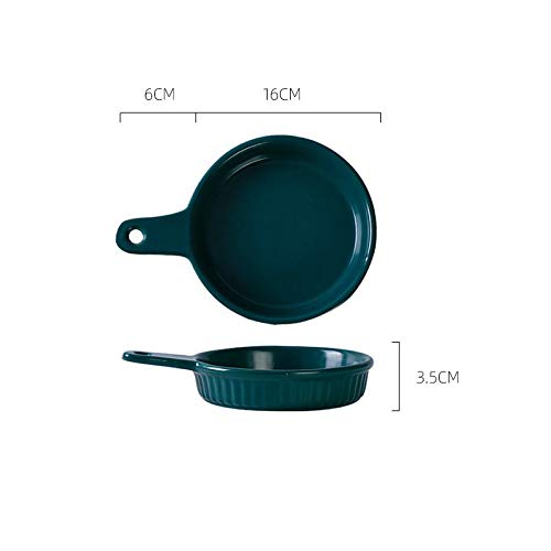 TnSok 2 Piezas de cerámica Simple Recipiente for Hornear Ins manija Occidental Alimentos Placa Placa Hogar Horno Pasta Arroz al Horno Plato para Horno Microondas (Color : E, Size : 22x3.5cm)