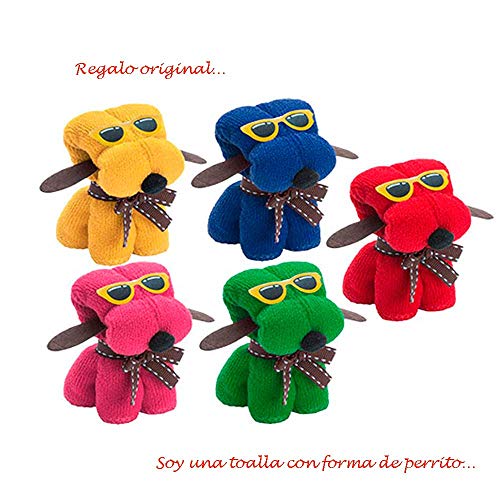 Toalla Perrito, Lote 25 Toallas. Regalos Originales para entregar a los Invitados en una Boda, comunión o Bautizo. Regalar Toallas Originales