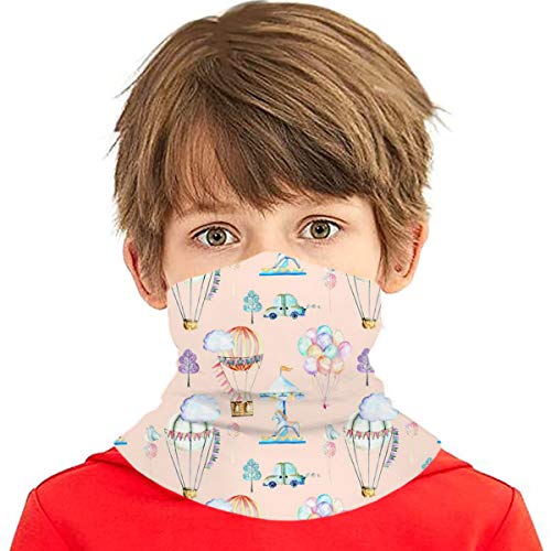 Toalla protectora de cara para niños con interior Poket acuarela Airballoon carrusel impreso 3d Sunproof transpirable diadema para uso al aire libre o diario