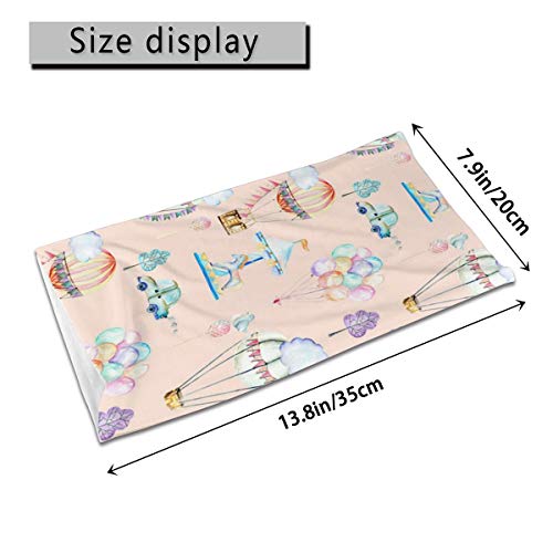 Toalla protectora de cara para niños con interior Poket acuarela Airballoon carrusel impreso 3d Sunproof transpirable diadema para uso al aire libre o diario