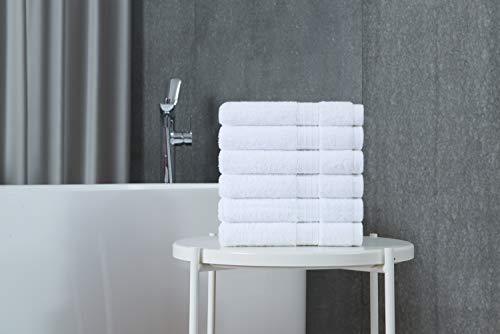 Toallas de mano grandes de algodón (Blanco, paquete de 6, 40 x 72 cm) - Uso multipropósito para baño, manos, cara, gimnasio y spa por GraceAier Towels