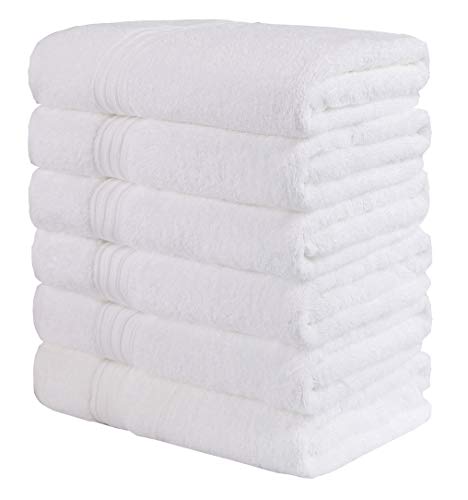 Toallas de mano grandes de algodón (Blanco, paquete de 6, 40 x 72 cm) - Uso multipropósito para baño, manos, cara, gimnasio y spa por GraceAier Towels