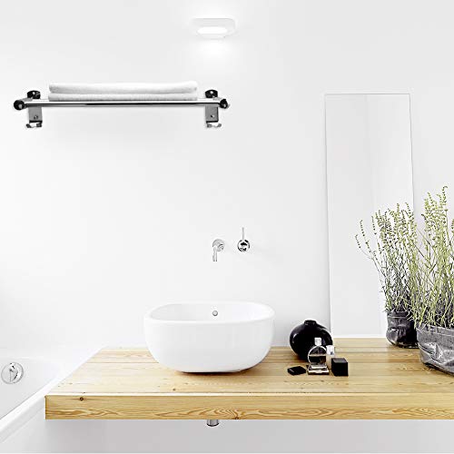 Toallero de Barra Adhesiva 50cm, CHOELF Toallero de acero inoxidable Doble Barra con Ganchos para Toallas Pegarlo a la Pared para Baño Cocina, Sin abrir agujeros