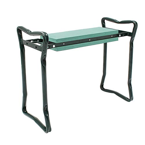 Todeco - Banco de Rodillas para Jardín, Asiento de Jardín Plegable - Tamaño desplegada: 62 x 48 x 28 cm - Carga máxima: 110 kg - Verde