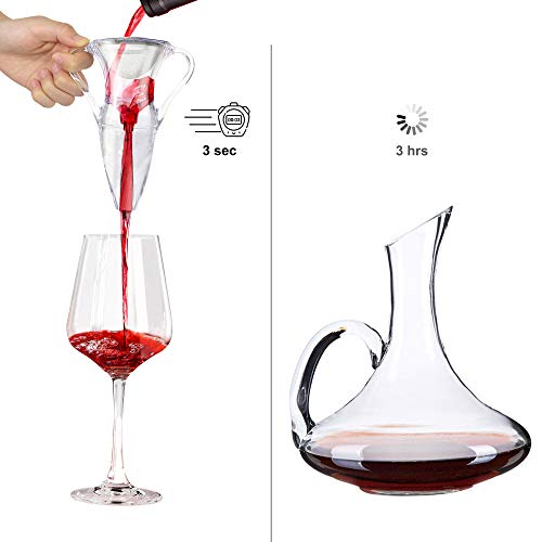 Todeco - Decantador de Vino Aireador, Decantador de Vino Tinto - Caja: Caja de regalo - Material: Acrílico - con anses