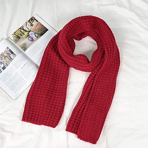 Todo-fósforo núcleos de maíz puro color bufanda de punto bufandas de las mujeres calientes del otoño y del invierno Mantón estudiante de moda retro mantón de la bufanda verde, rojo ( Color : Rojo )