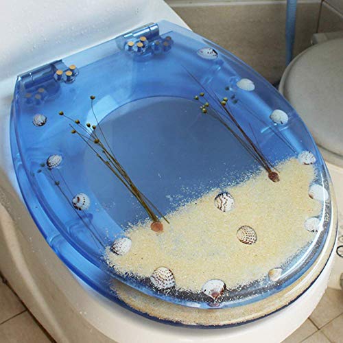 toilet lid Asiento De Inodoro Transparente WC Sand Tapa con Slow La Urea-formaldehído Resina Top Resistente Fijo Forma Ultra U V O Compatible Cubierta OneColor-40~48cm * 33~38cm