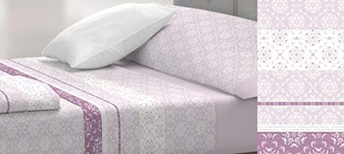 TOLRA Juego de Sabanas Corona de Tres Piezas de algodón Poliester. Fácil Planchado - Cama de 150, Malva