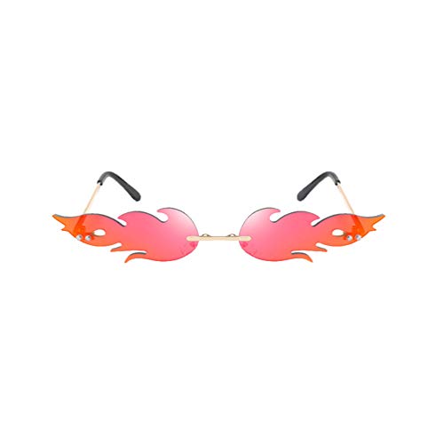 Tomaibaby Gafas de Sol de Llama de Moda para Mujeres Hombres Gafas con Forma de Fuego Gafas de Fiesta Rojo