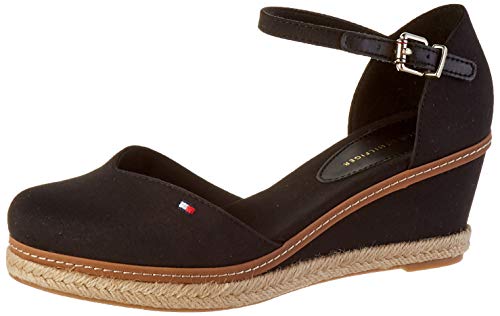 Tommy Hilfiger Basic Closed Toe Mid Wedge, Sandalias con Punta Abierta para Mujer, Negro (Black Bds), 38 EU