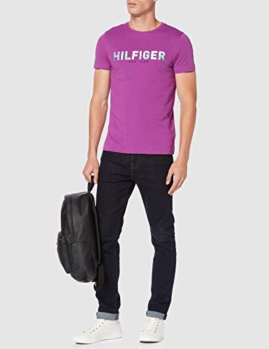 Tommy Hilfiger Hilfiger Applique tee Top Deportivo, Morado (Hyacinth Violet 526), Medium para Hombre