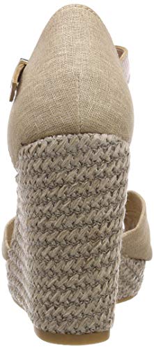 Tommy Hilfiger Iconic Elena Metallic Canvas, Sandalias con Plataforma para Mujer, Beige (Desert Sand 932), 40 EU