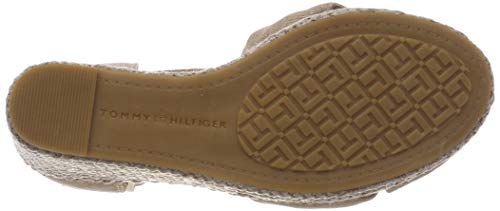 Tommy Hilfiger Iconic Elena Metallic Canvas, Sandalias con Plataforma para Mujer, Beige (Desert Sand 932), 40 EU