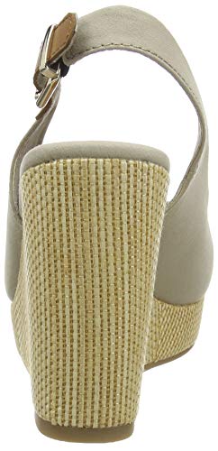 Tommy Hilfiger Iconic Elena Sling Back Wedge, Sandalias con Punta Abierta para Mujer, Beige (Stone Aep), 39 EU