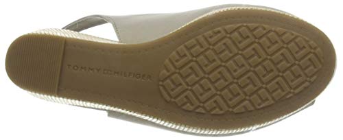 Tommy Hilfiger Iconic Elena Sling Back Wedge, Sandalias con Punta Abierta para Mujer, Beige (Stone Aep), 39 EU