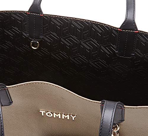Tommy Hilfiger - Iconic Tote, Bolsos totes Mujer, Multicolor (Gold/Black Mix), 15.3x30.5x43.2 cm (W x H L)
