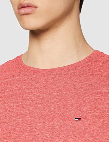 Tommy Hilfiger Regular C Camiseta con Cuello Redondo, Rojo (Formula One), L para Hombre