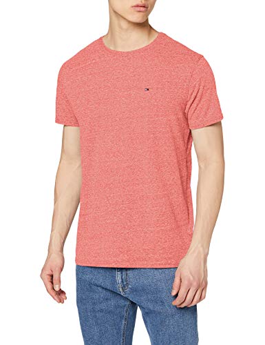 Tommy Hilfiger Regular C Camiseta con Cuello Redondo, Rojo (Formula One), L para Hombre