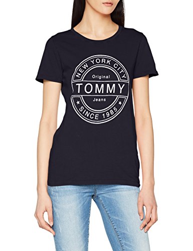 Tommy Hilfiger Stamp Logo Camiseta, Azul (Black Iris 002), Medium para Mujer