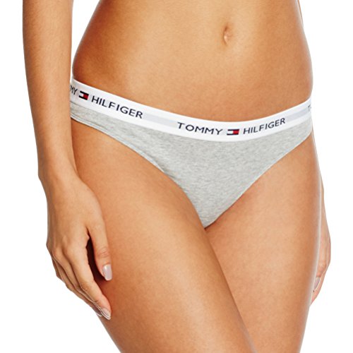 Tommy Hilfiger Tanga de Algodón Cintura elástica con el Logo, Gris (Grey Heather), XS para Mujer