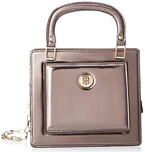 Tommy Hilfiger - Th Fashion Crossover Metallic, Bolsos bandolera Mujer, Multicolor (Black Silver), 8.5x16.7x18.8 cm (W x H L)